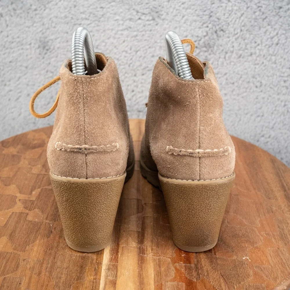 Sperry Top Sider Stella Prow Women 7.5 M Ankle Wedge Bootie Suede Taupe STS96139
